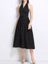 Polka Dot Halter Neck Midi Dress