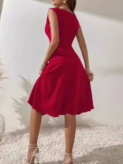 Pearl Detail Sleeveless Midi Dress