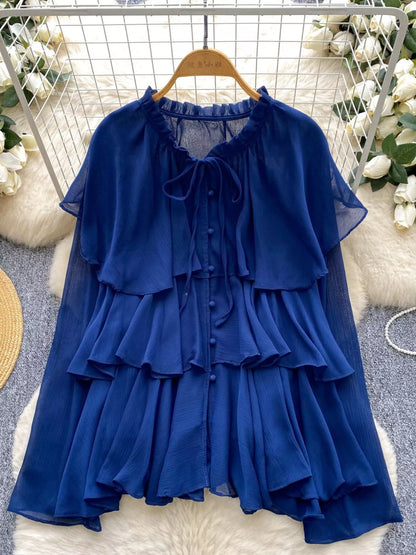 Ruffle Tiered Chiffon Blouse