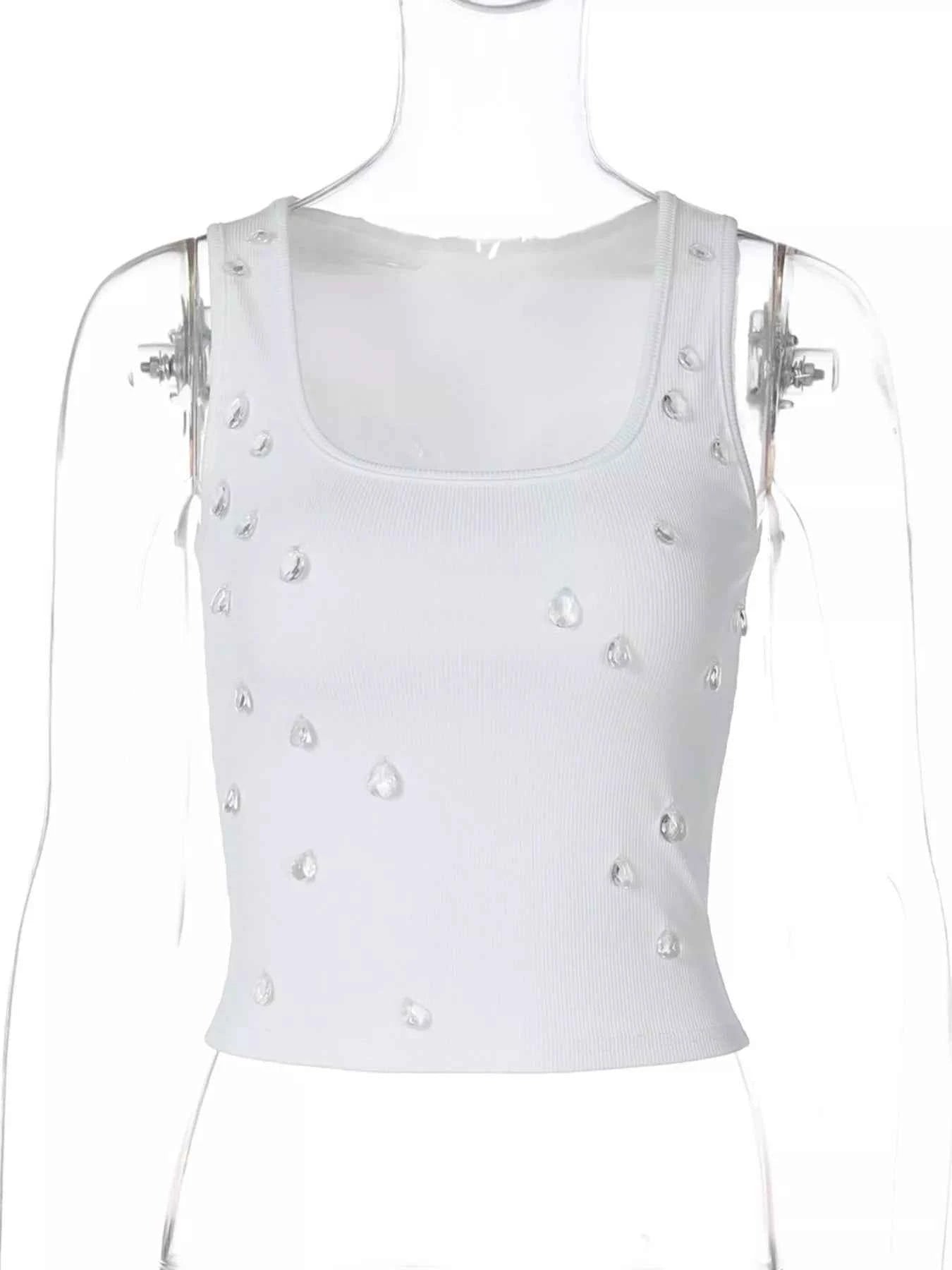 Bead Embellished Square Neck Tank