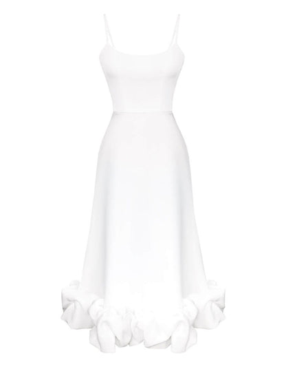 Ruffle Hem Scoop Neck Midi Dress