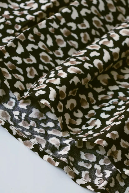 Leopard Notched Balloon Sleeve Dress