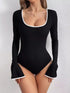 Long Sleeve Bodysuit with Contrast Trim