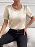 Pearl Trim Satin Bodysuit