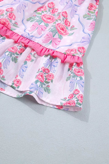 Tiered Ruffles Sleeveless Summer Floral Dress