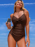Ruched Twist Front One-Piece Swimsuit