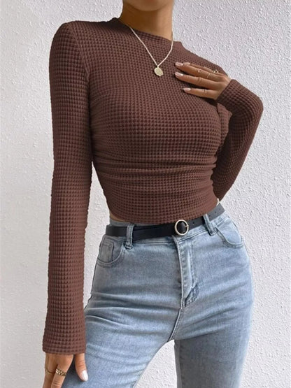 Waffle Knit Long Sleeve T-Shirt