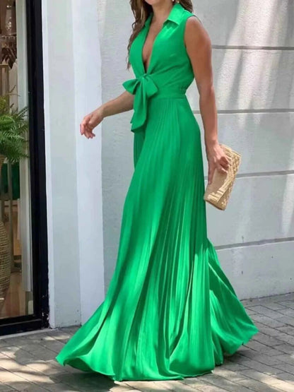 Tie Front Sleeveless Maxi Dress
