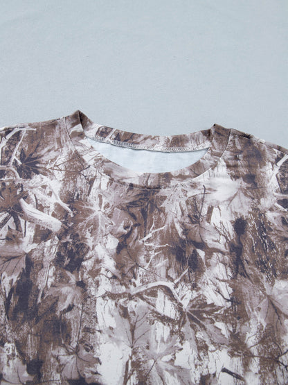 Camouflage Woodland Print Drop Shoulder Tunic Tee