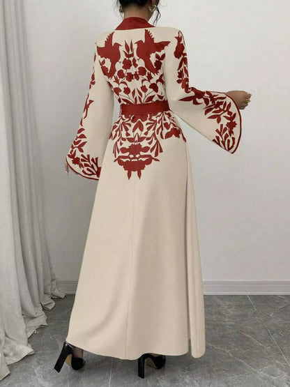 Printed Tie Waist Maxi Dress