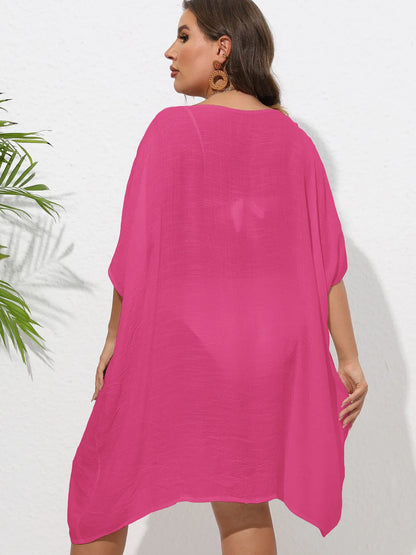 Crochet Trim V-Neck Beach Cover Up Dress
