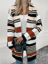 Perfee Striped Open Front Drop Shoulder Cardigan
