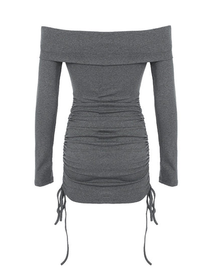 Off-Shoulder Ruched Bodycon Mini Dress