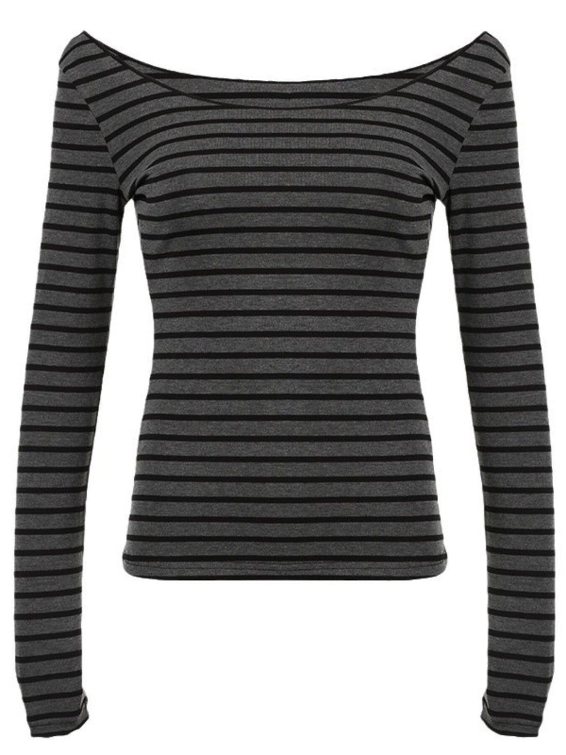 Striped Boat Neck Long Sleeve T-Shirt