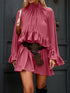 Ruffle Trim High Neck Mini Dress