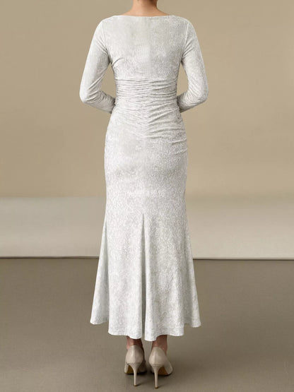 Velvet Ruched Bodycon Midi Dress