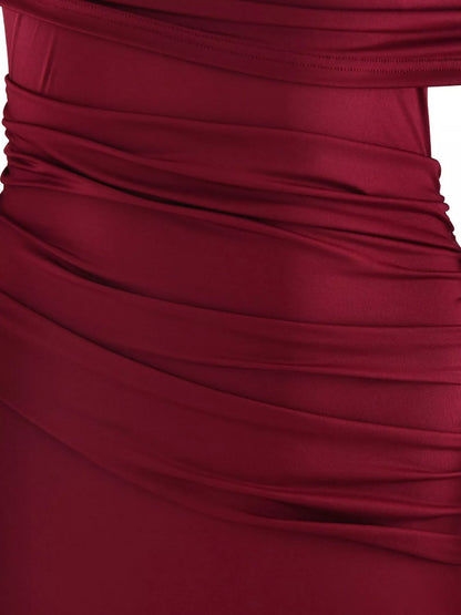 One-Shoulder Ruched Maxi Dress