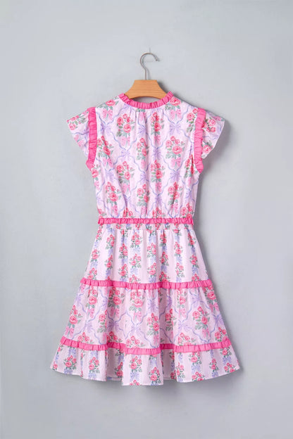 Tiered Ruffles Sleeveless Summer Floral Dress