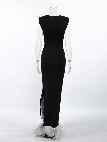 Slit Sleeveless Round Neck Maxi Dress