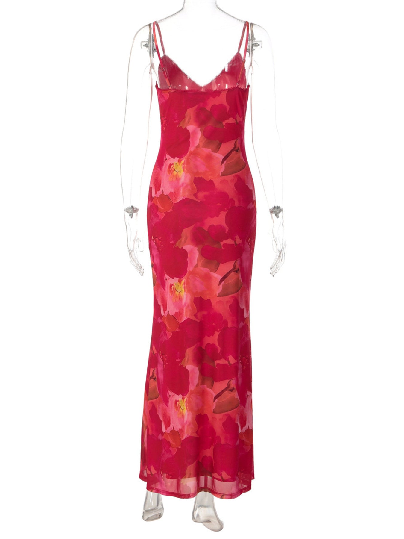 Floral Print Spaghetti Strap Bodycon Maxi Dress