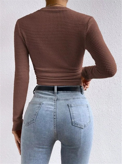 Waffle Knit Long Sleeve T-Shirt