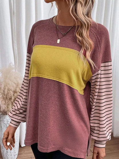 Striped Color Block Long Sleeve T-Shirt