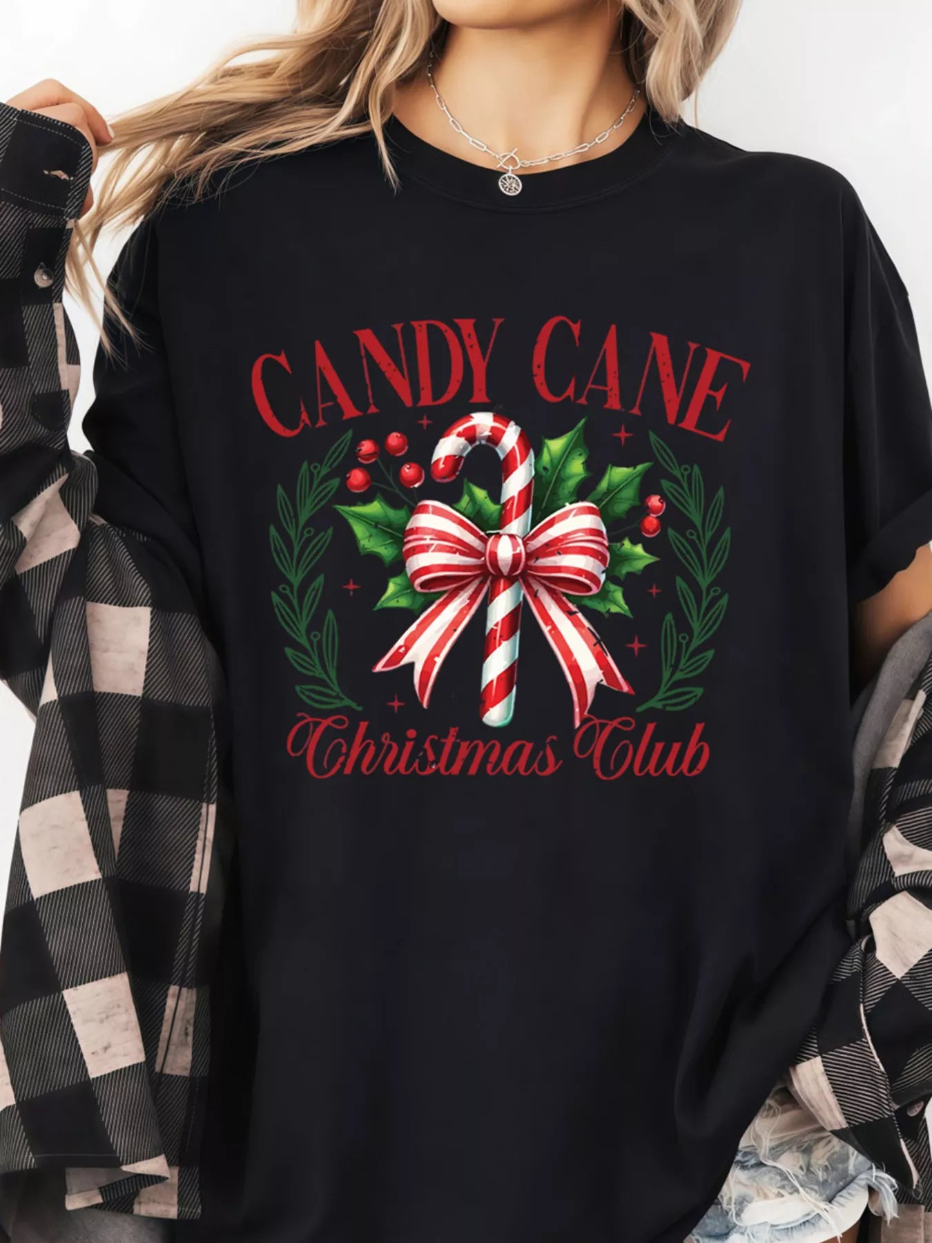 Candy Cane Christmas Club Custom Graphic T Shirt