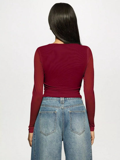 Rhinestone Embellished Long Sleeve T-Shirt