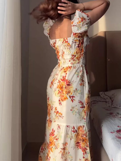 Floral Print Short Sleeve Dress
